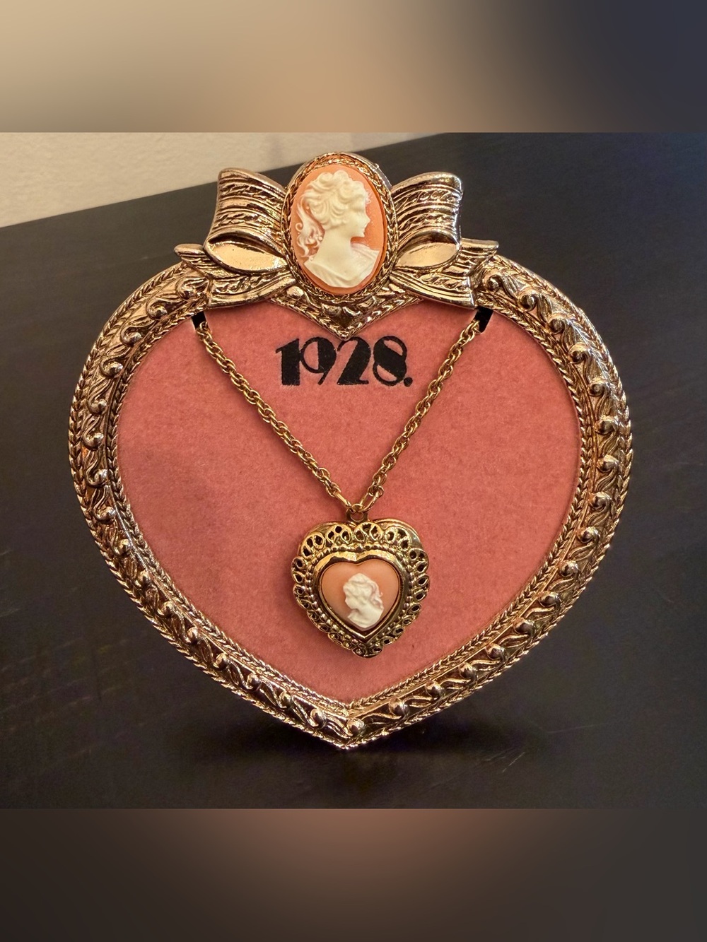 1928 Gold Tone Locket Necklace with Picture Frame - NWT